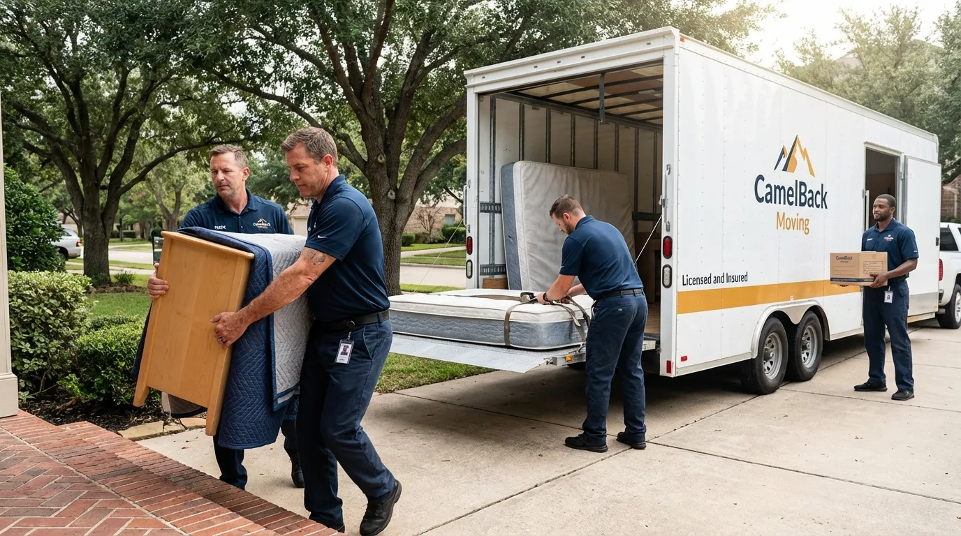 Crew loading residential truck for cross-state move from Randolph, UT